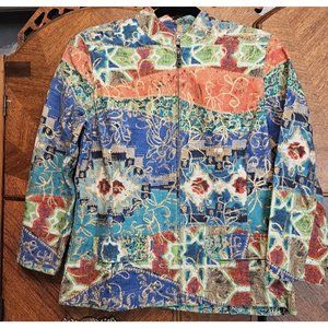 Chicos Size 0 Abstract Multicolored Long Sleeve Jacket Full Zip
